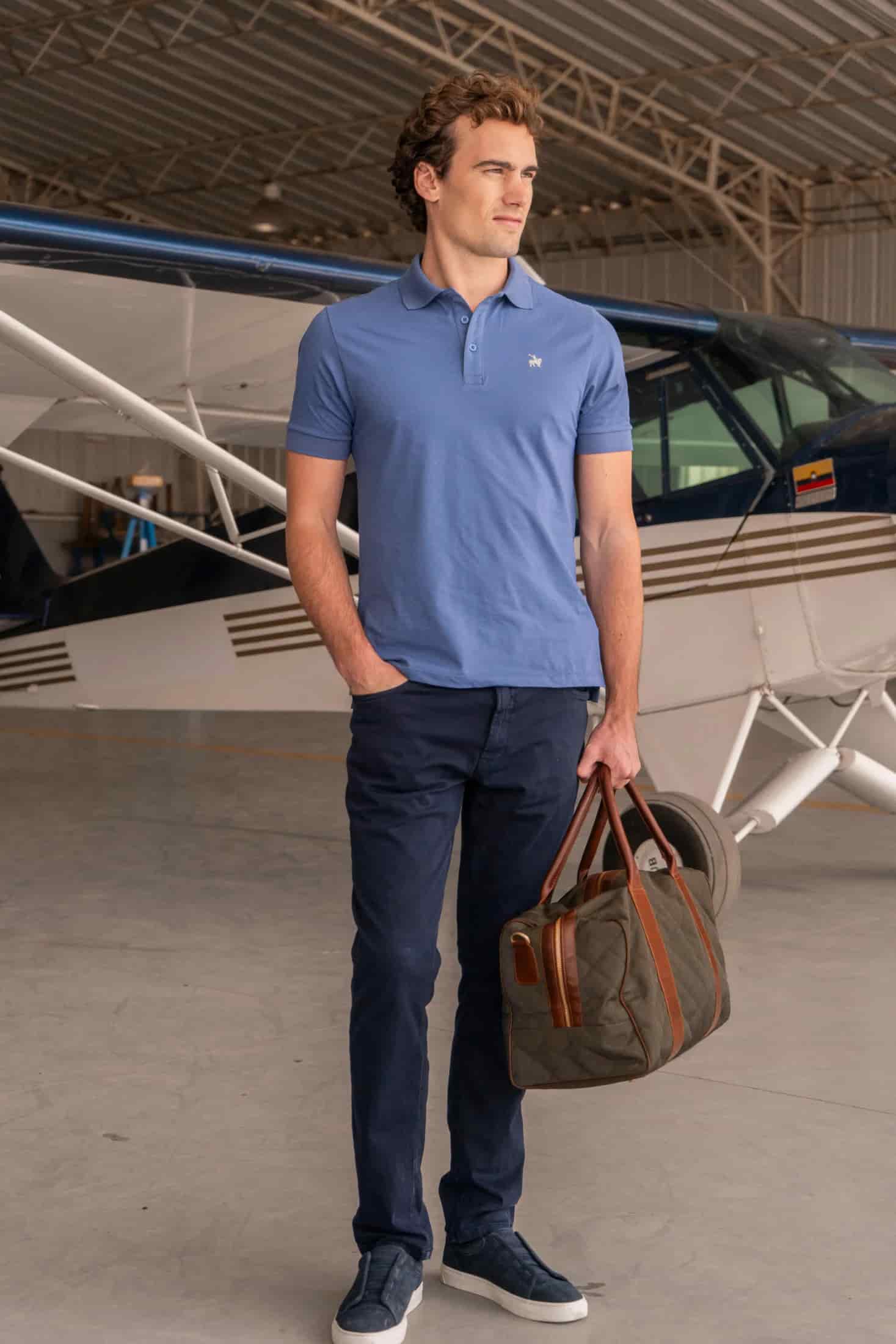 Camiseta Polo Basic Hombre Azul Petroleo - miniatura 2