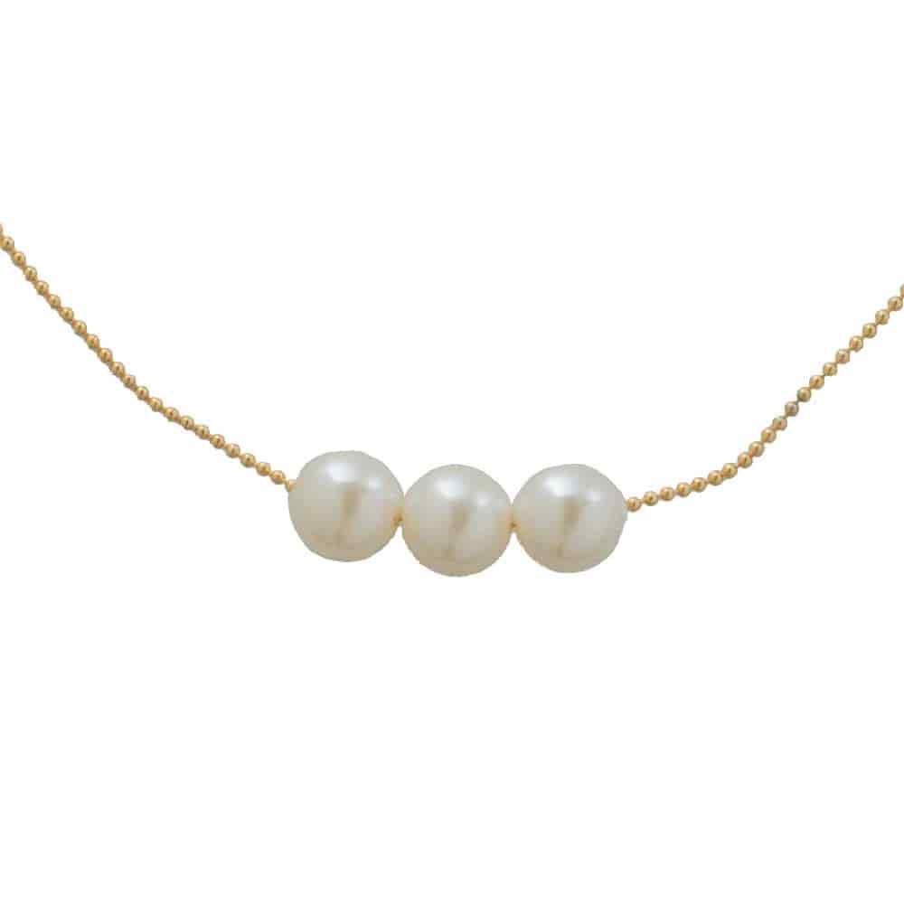 Collar Cadena Tres Perlas - miniatura 1