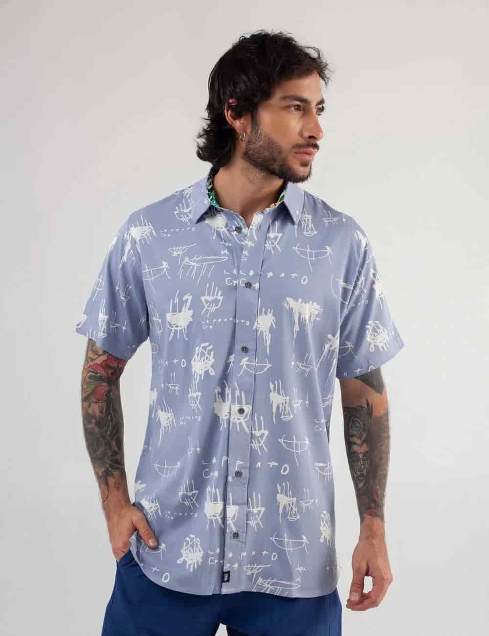 Camisa Regular Fit Le Panto Azul claro Hombre - miniatura 2