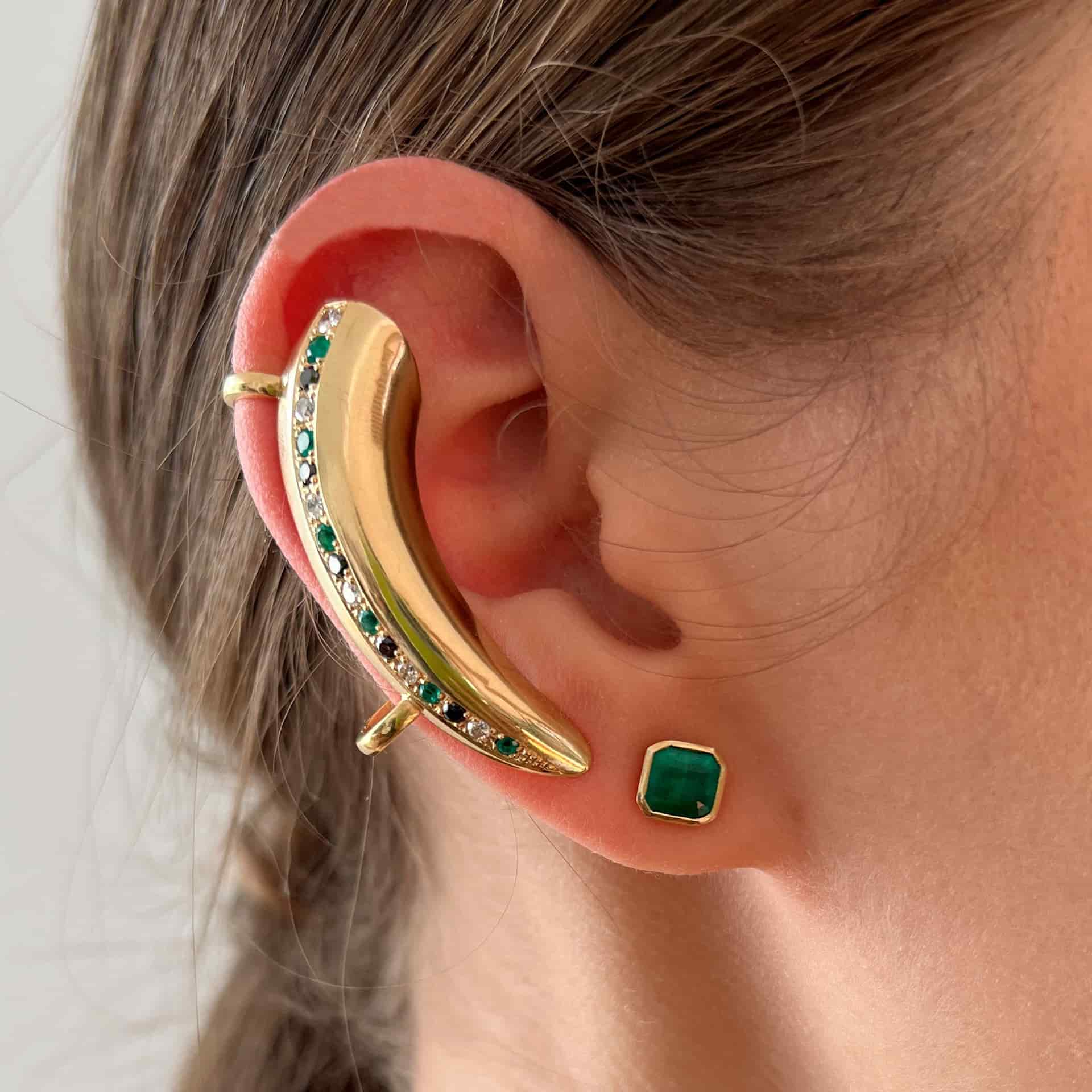 Aretes Topo - Esmeralda Cuadrada - miniatura 5