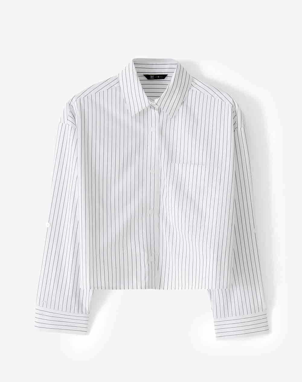 Camisa manga larga oversize blanca rayas mujer - miniatura 5