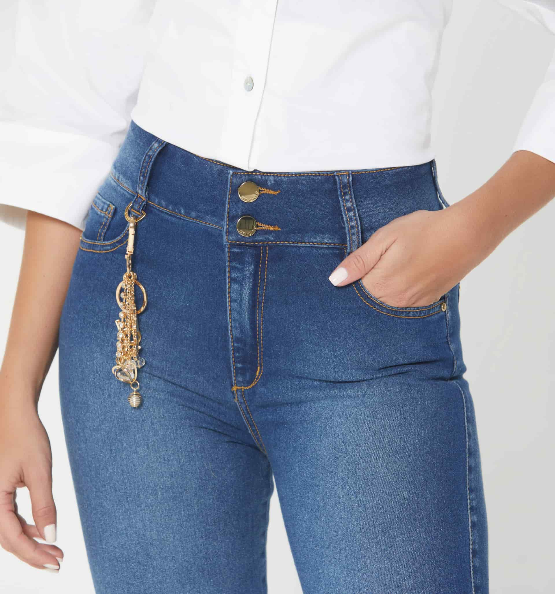 Jean  skinny tiro medio con borla - miniatura 2
