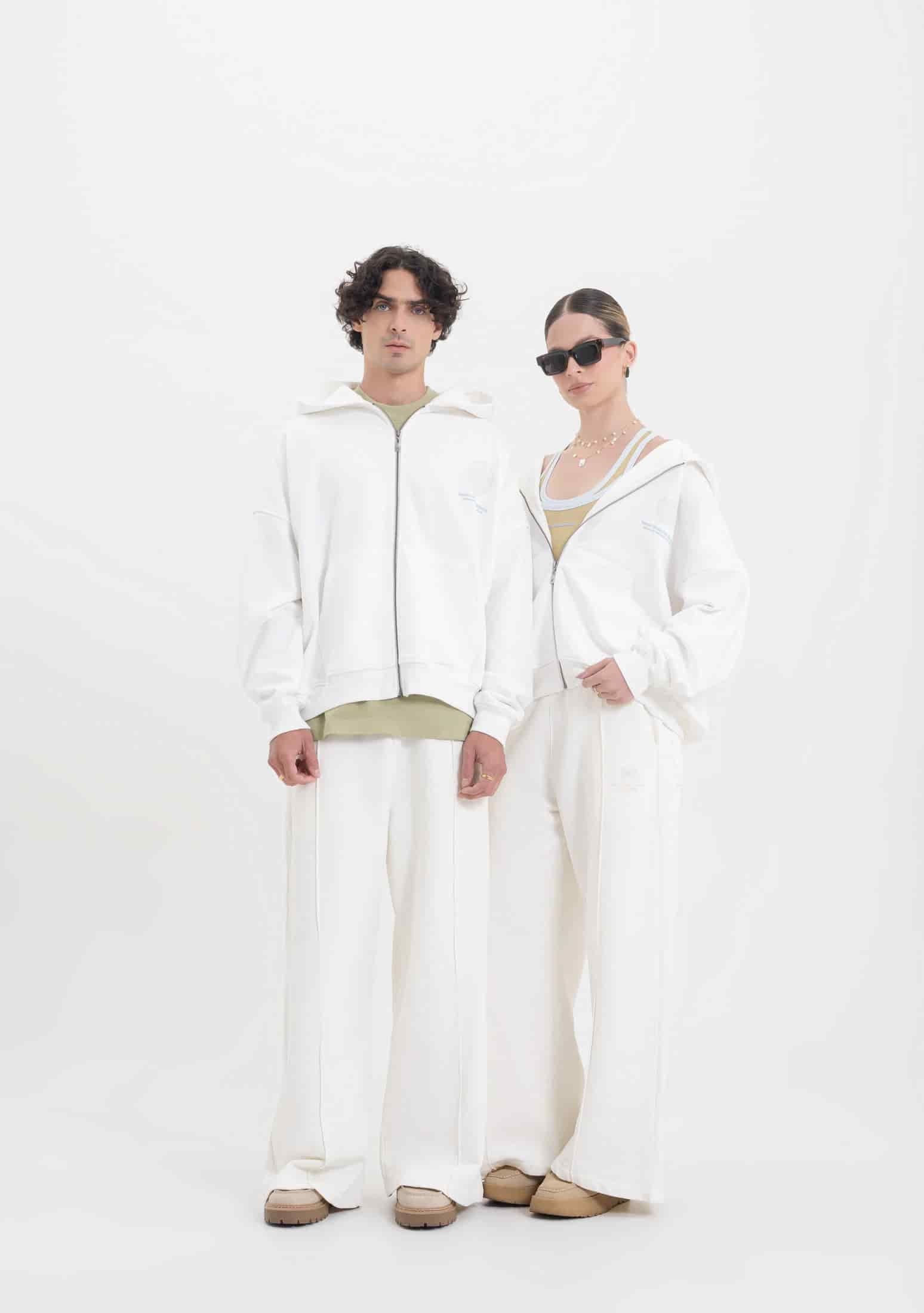 Across The Lines White Zip Hoodie - miniatura 7