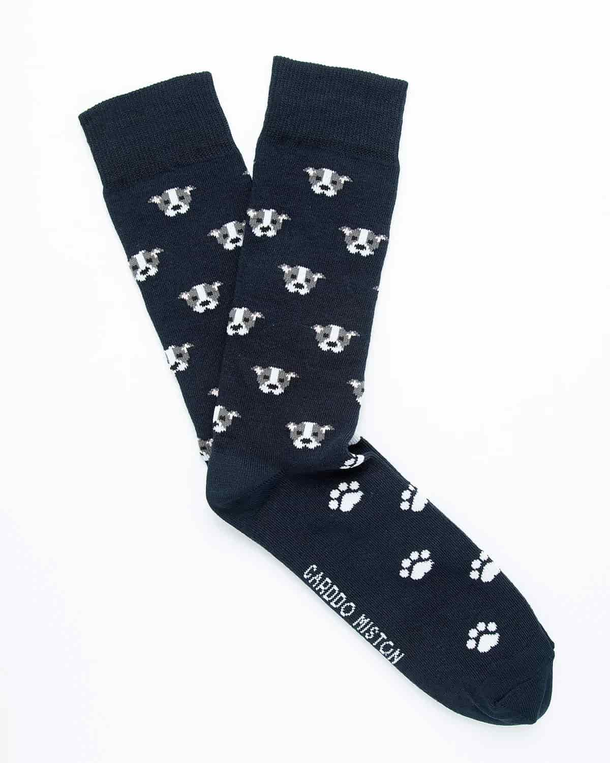 Medias Algodón Estampado Perros - Fondo Azul - miniatura 1
