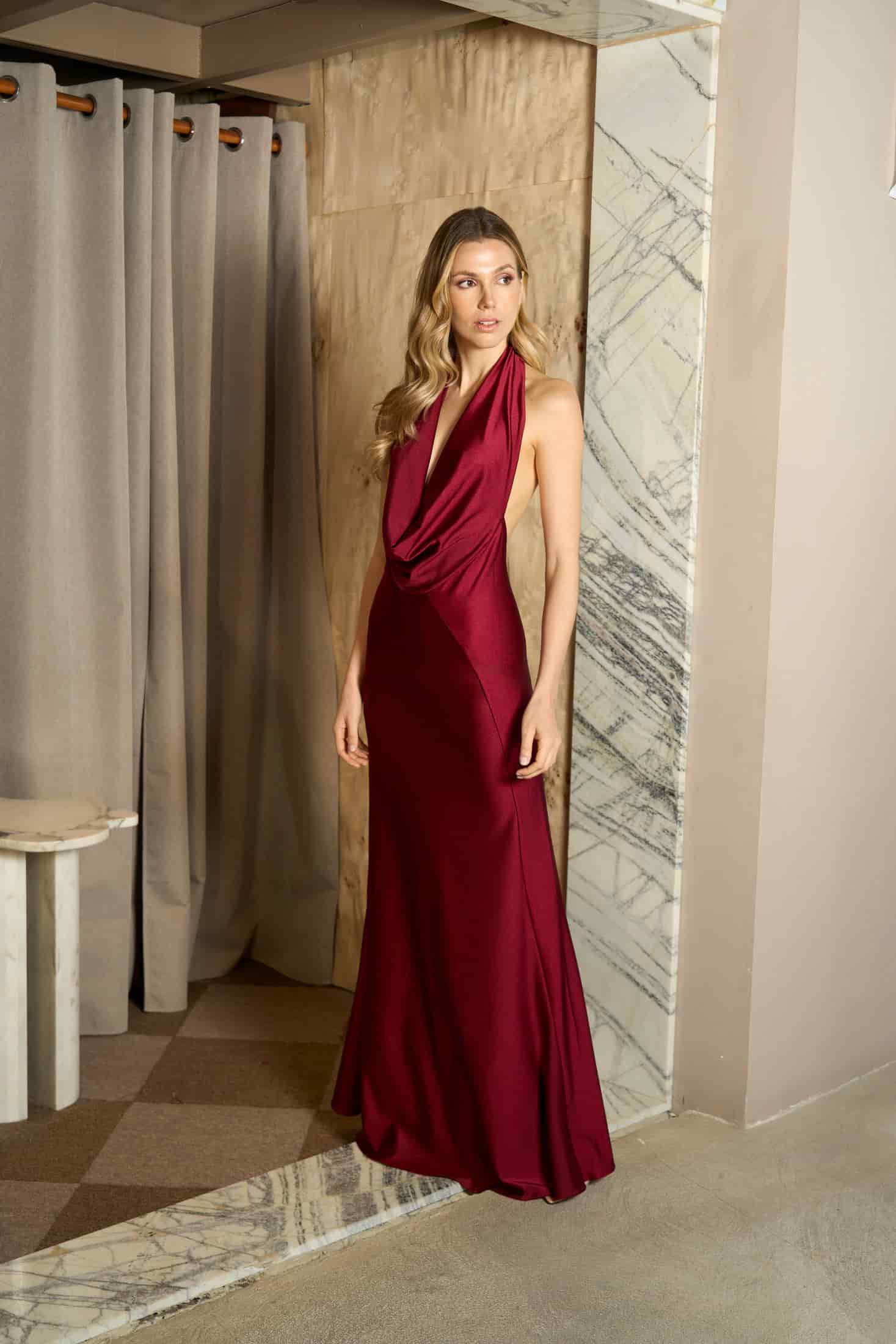MERLOT VICTORIA LONG DRESS - miniatura 3