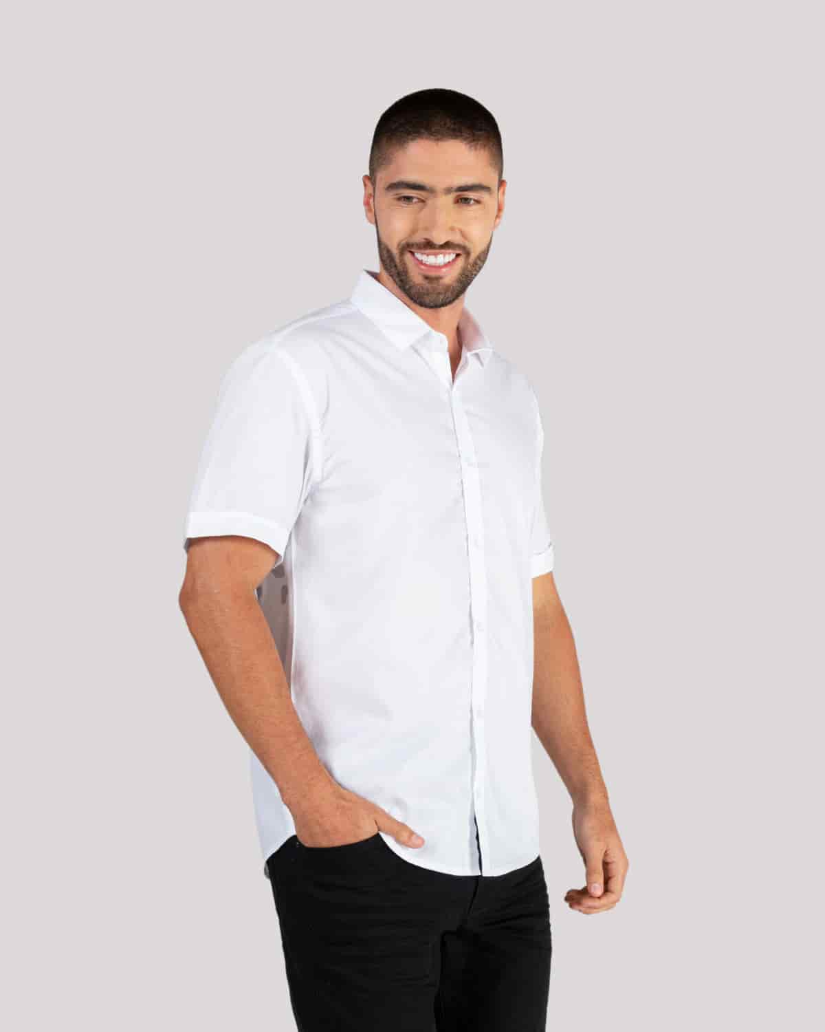 Camisa blanca manga corta para hombre - miniatura 21