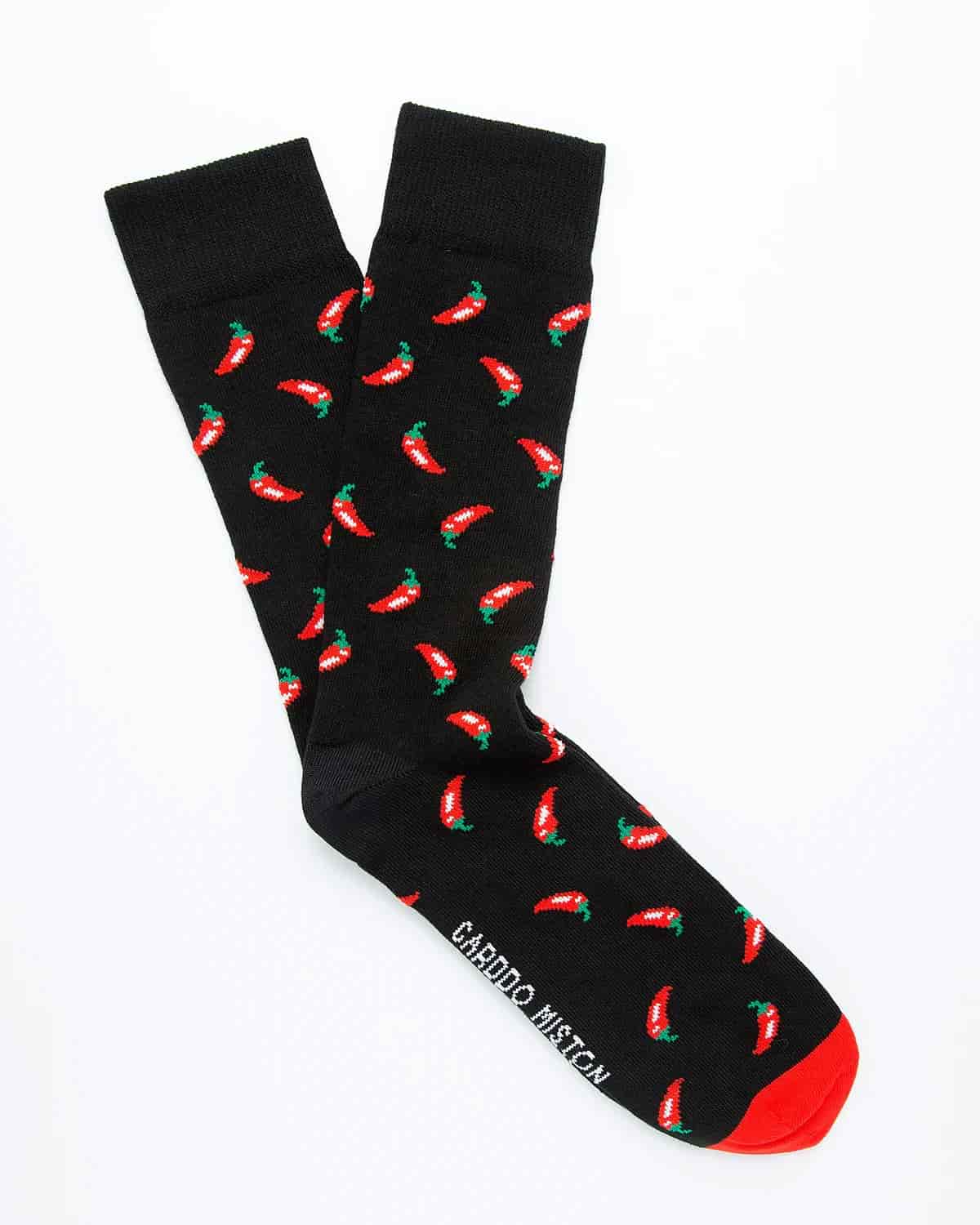 Medias Algodón Estampado Jalapeños - Fondo Negro - miniatura 2