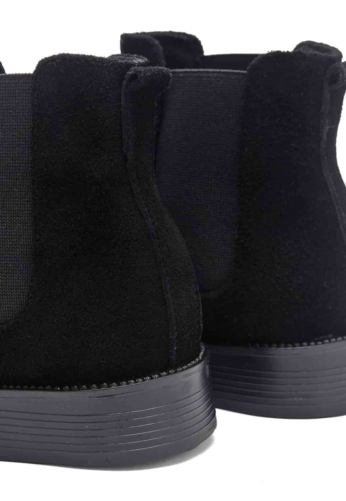 Botines chelsea negros en gamuza. - miniatura 7