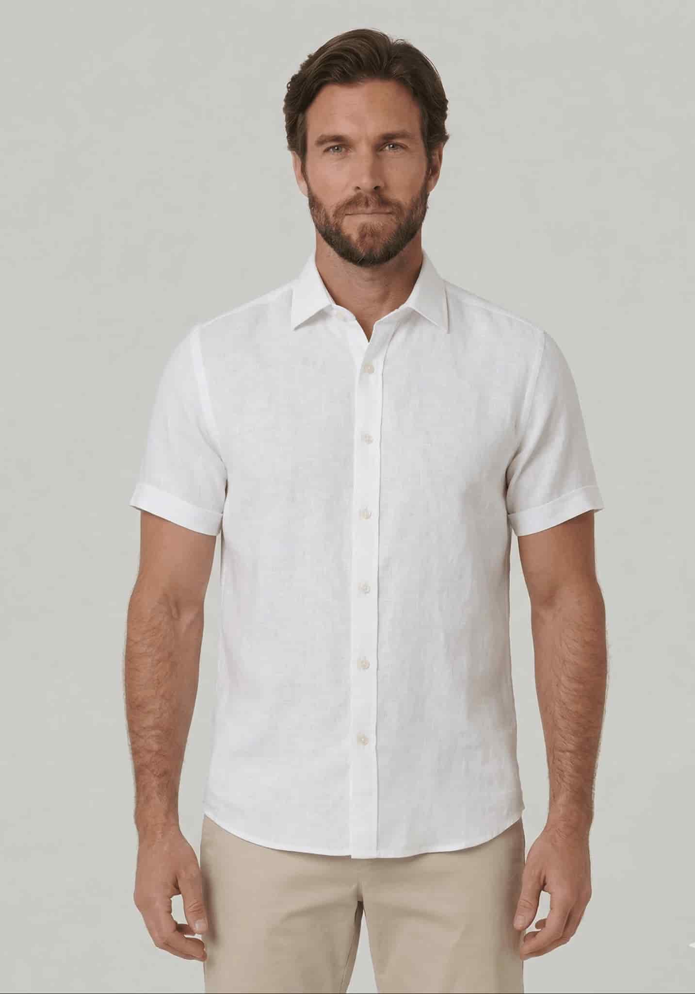 Camisa en lino manga corta para hombre Jon Sonen 017224066 - miniatura 1