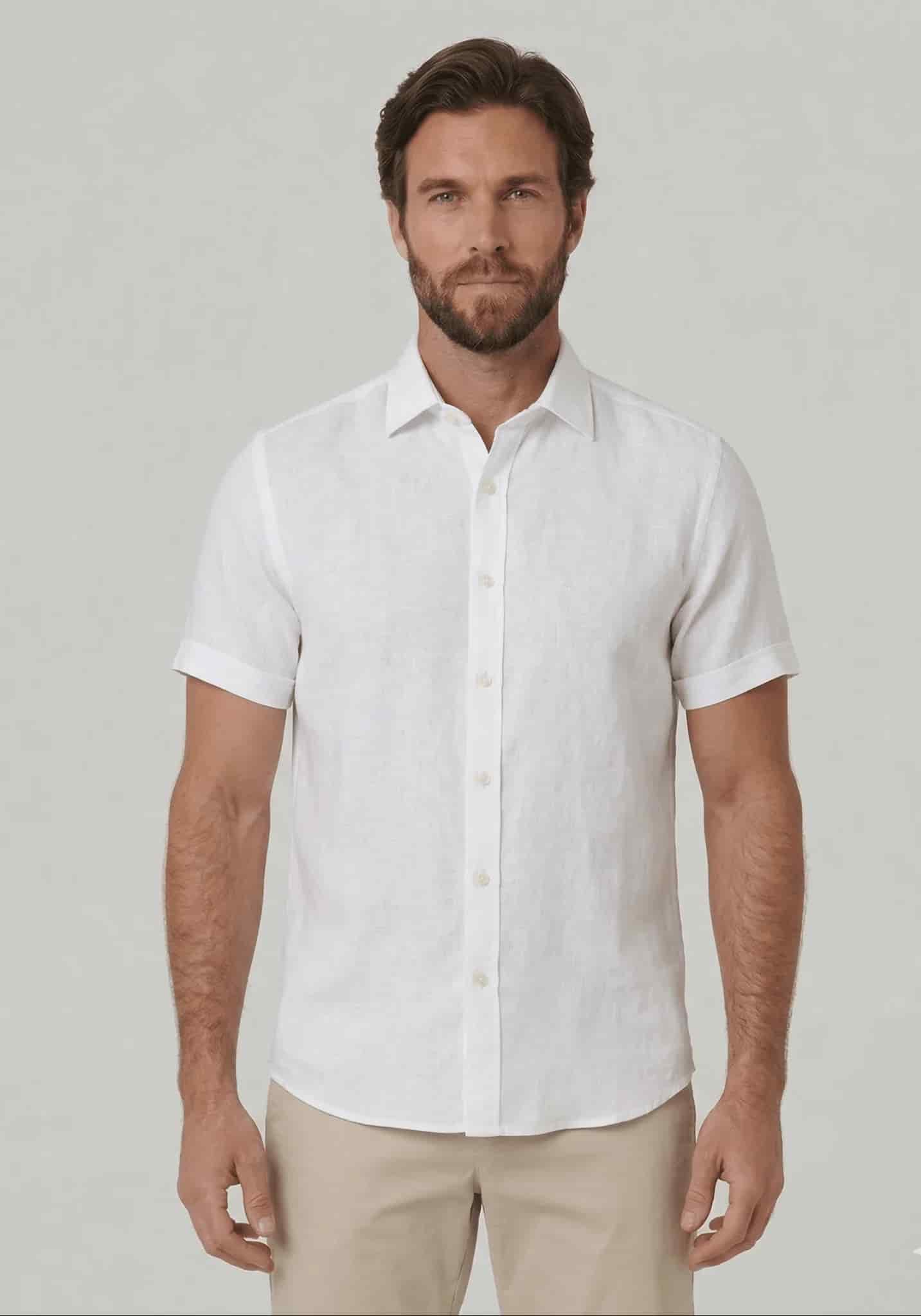 Camisa en lino manga corta para hombre Jon Sonen 017224066 - miniatura 3