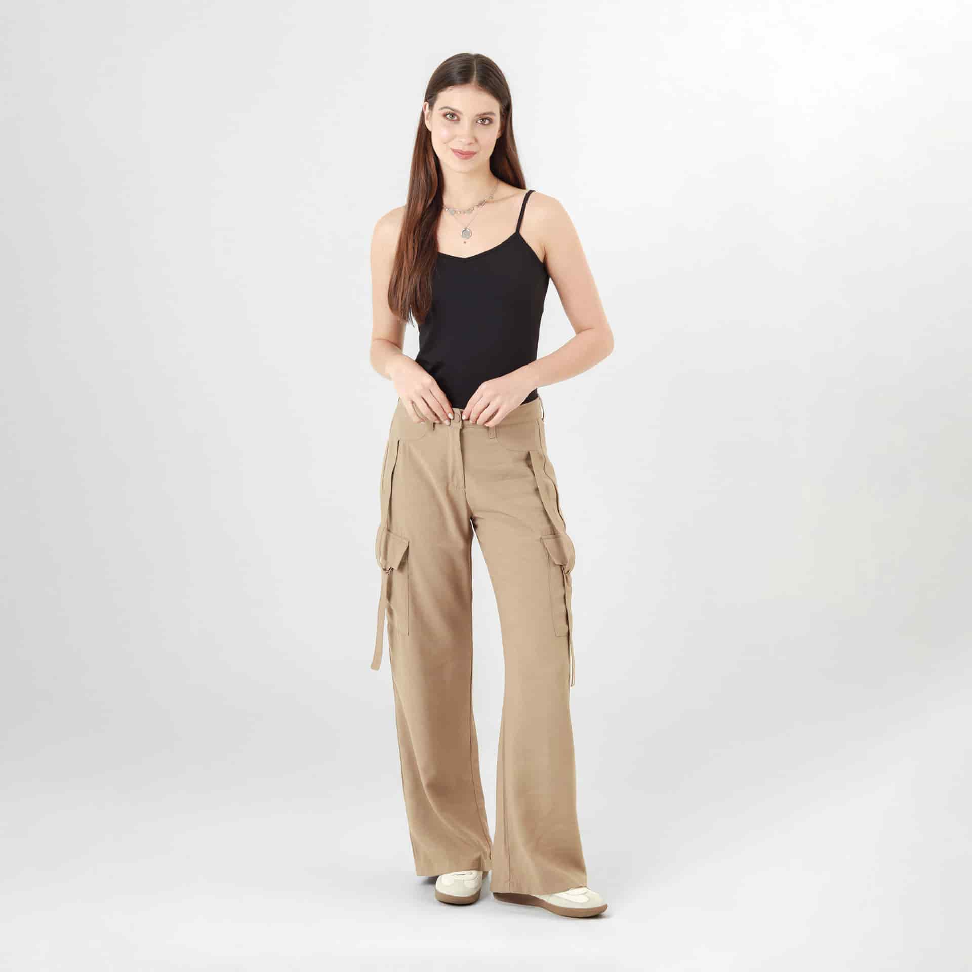 Pantalon Tipo Cargo Tiro Alto Bota Recta - miniatura 1