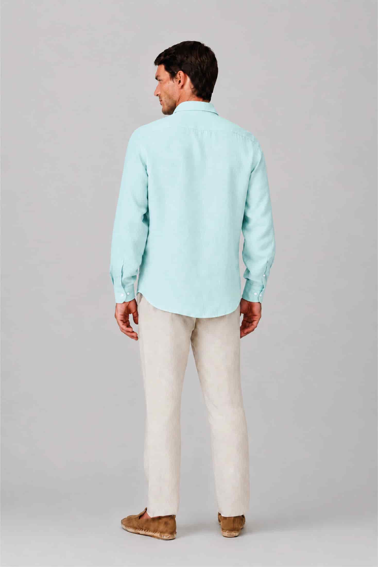 Men's linen shirt ice blue - miniatura 6