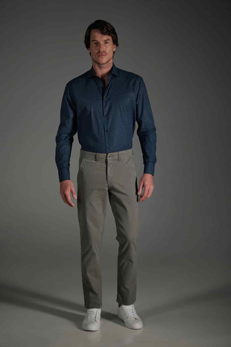 Camisa Casual Classic Algodón Azul Navy Mini Print - miniatura 2