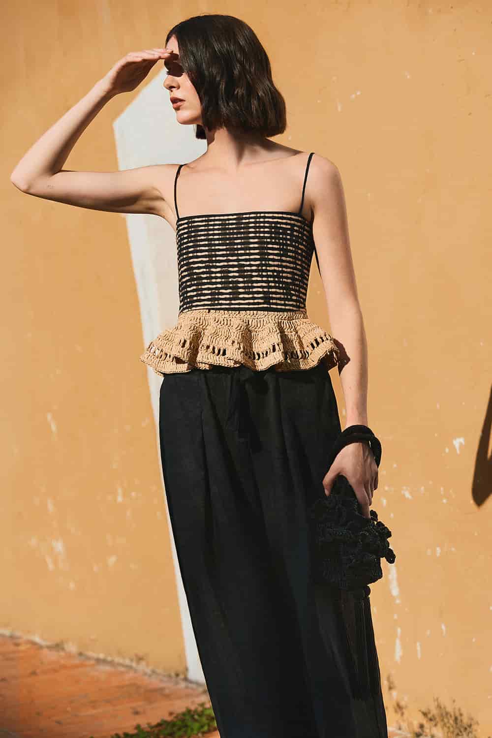 Crop top Mompox crema negro - miniatura 1