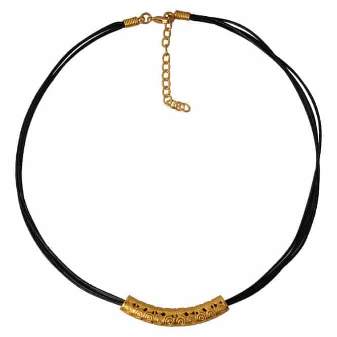 Collar Cuero 4 Vueltas y Accesorio Precolombino - miniatura 1
