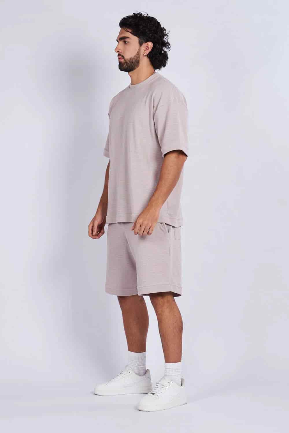 Camiseta oversize textura horizontal Caqui - miniatura 4