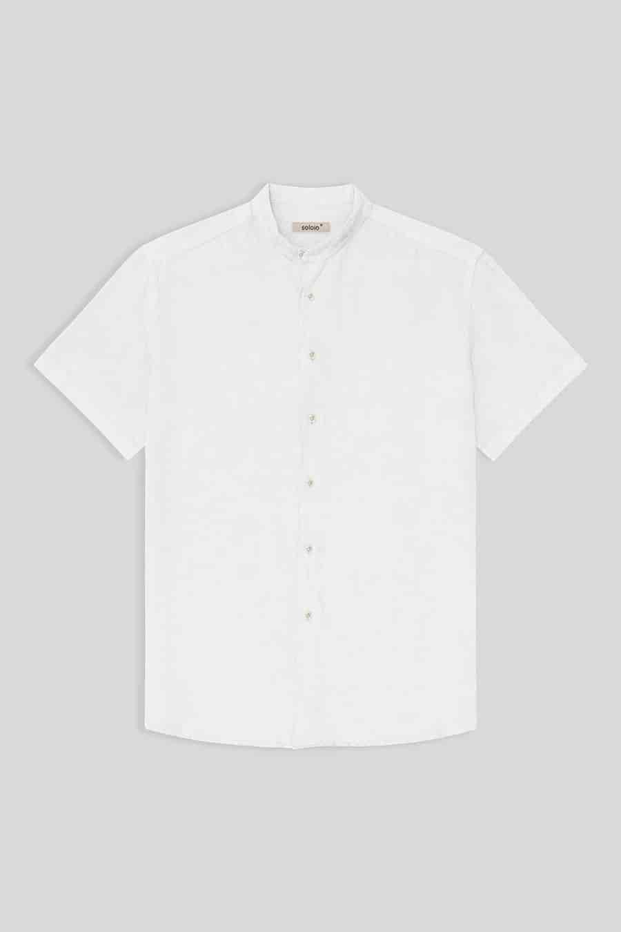 men’s linen shirt mao white mc basic - miniatura 1