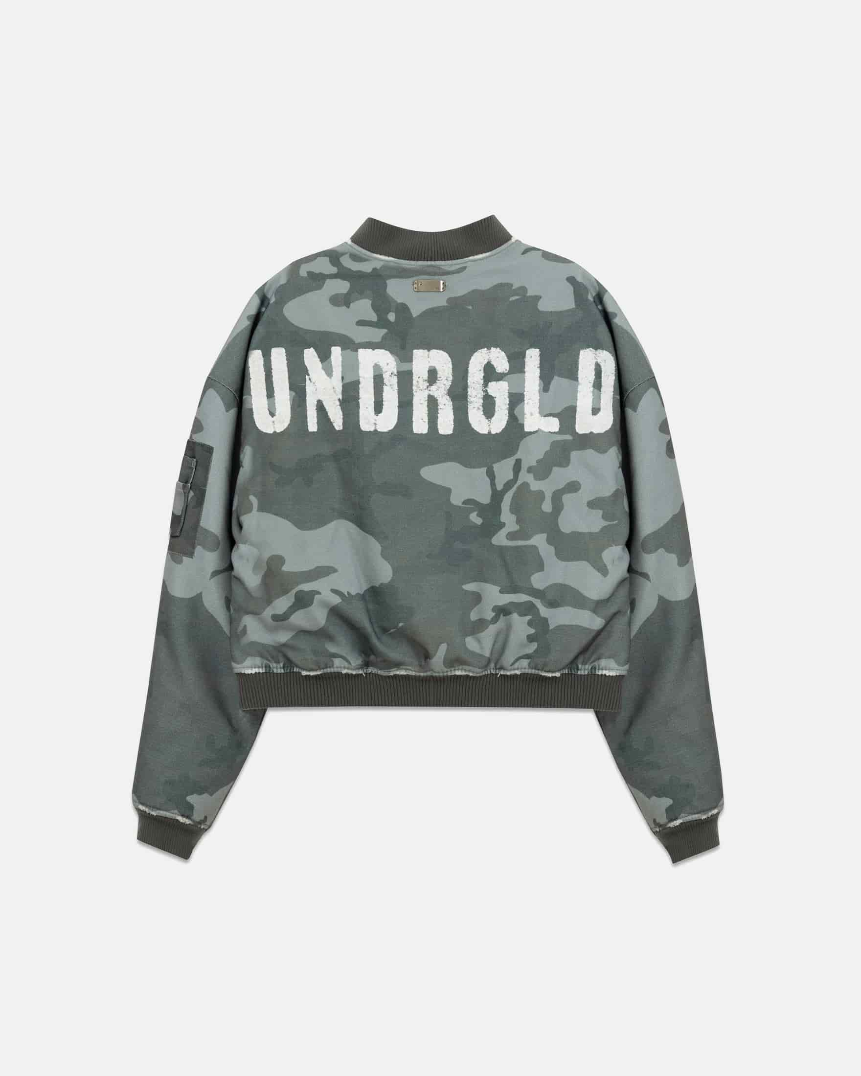 Holy Worn Logo Bomber Jacket Gray Camo - miniatura 3