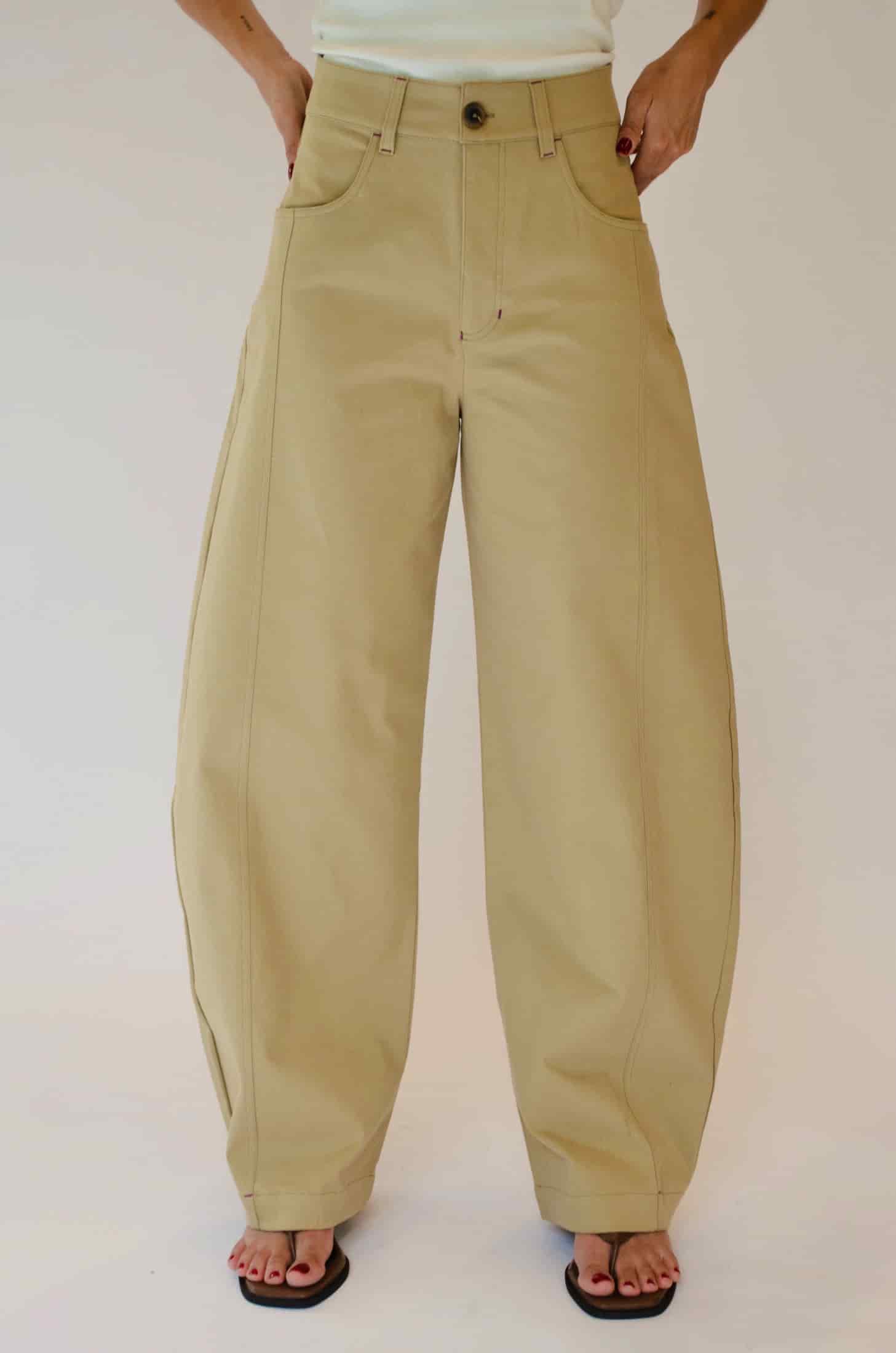 Pantalón Barrel de algodón | Khaki - miniatura 2