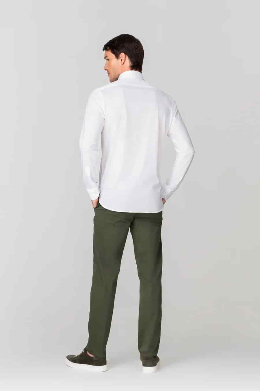 Men's cotton shirt white jersey - miniatura 7