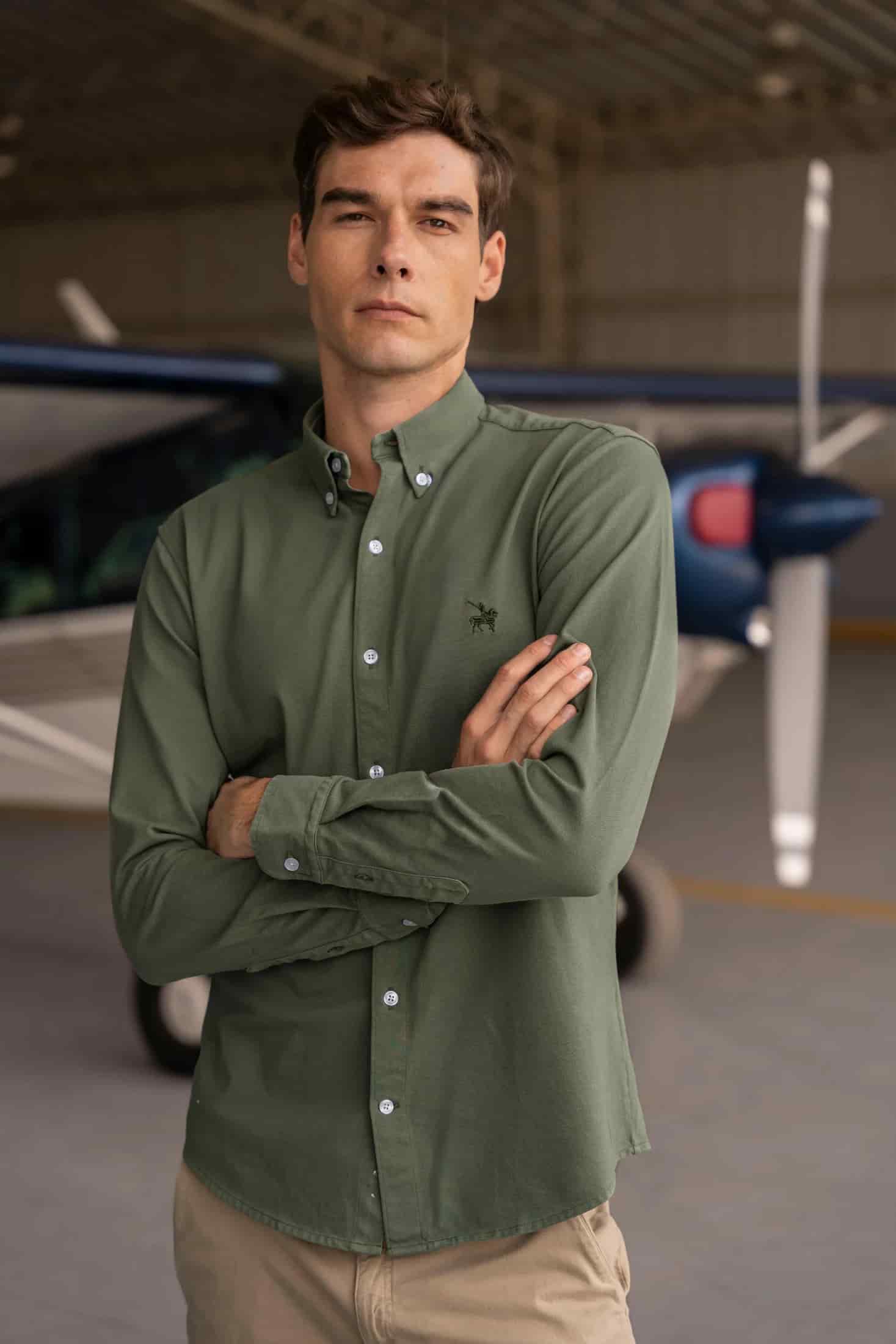 Camisa Micro Pique Hombre Verde - miniatura 3