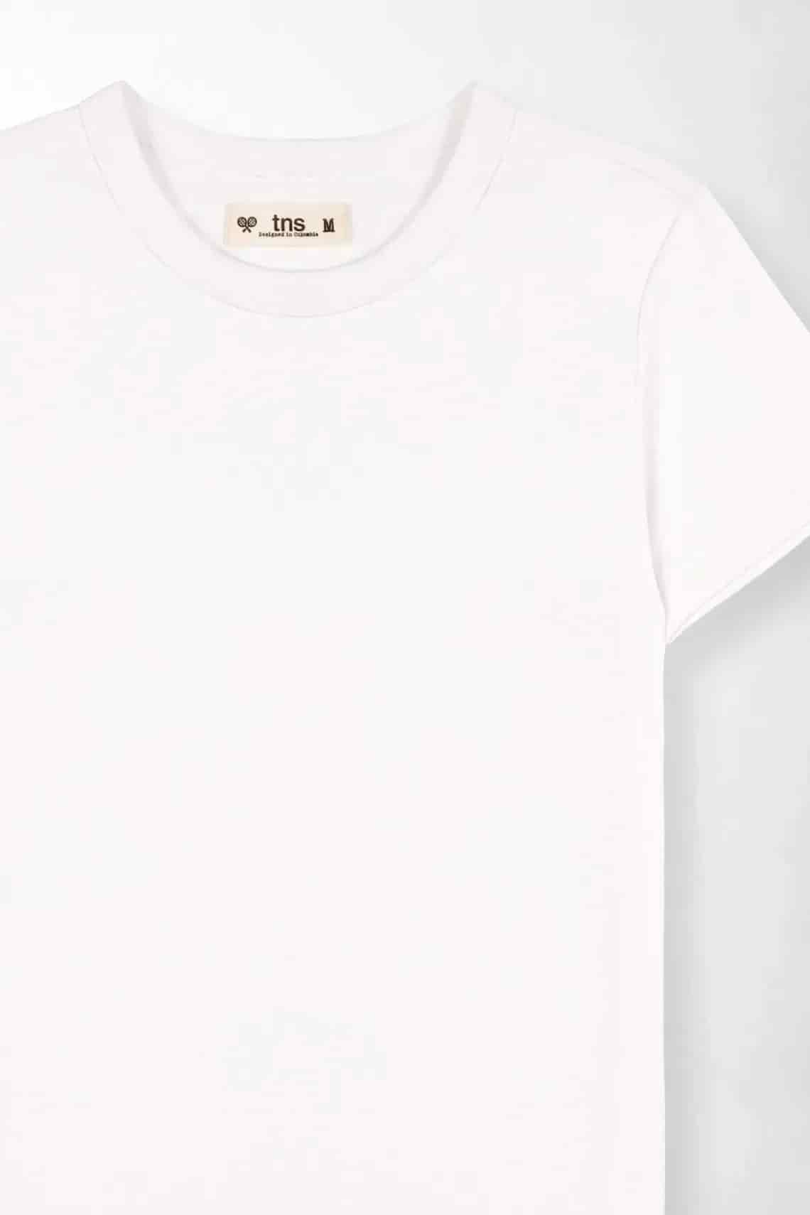 Camiseta regular fit con cuello redondo en blanco para mujer - miniatura 7