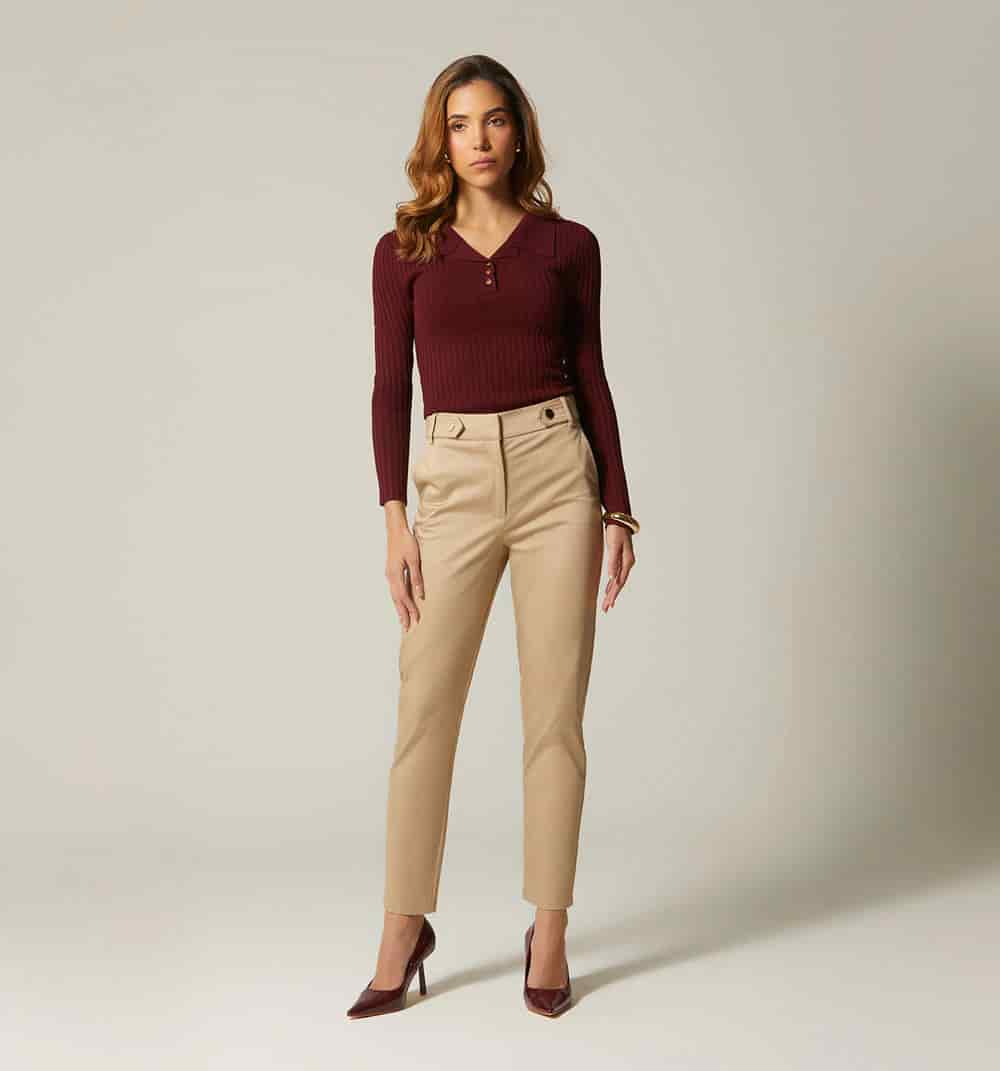 Pantalon tiro alto detalle en pretina - miniatura 1