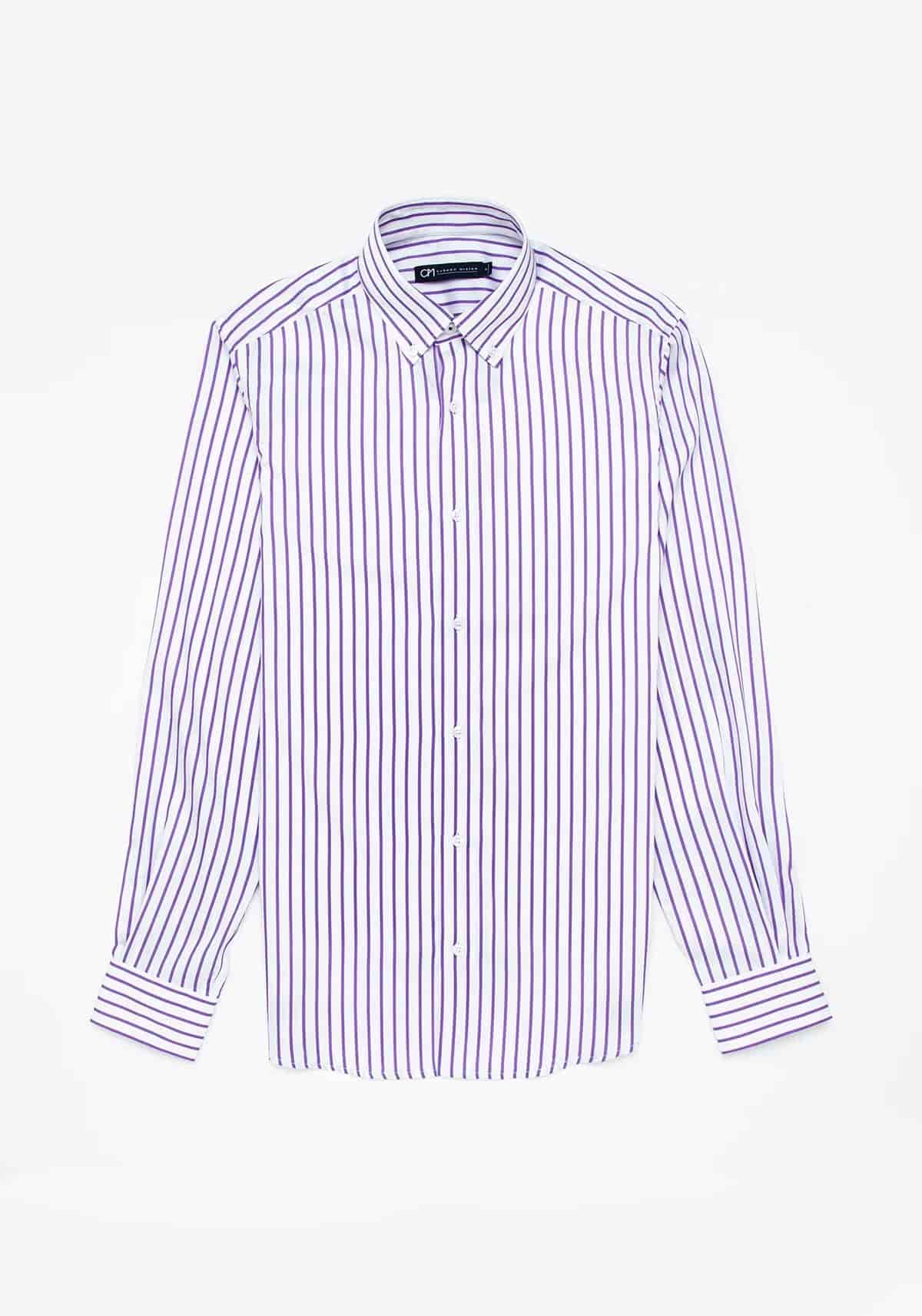 Camisa Sarga Raya Algodón Lila - miniatura 1