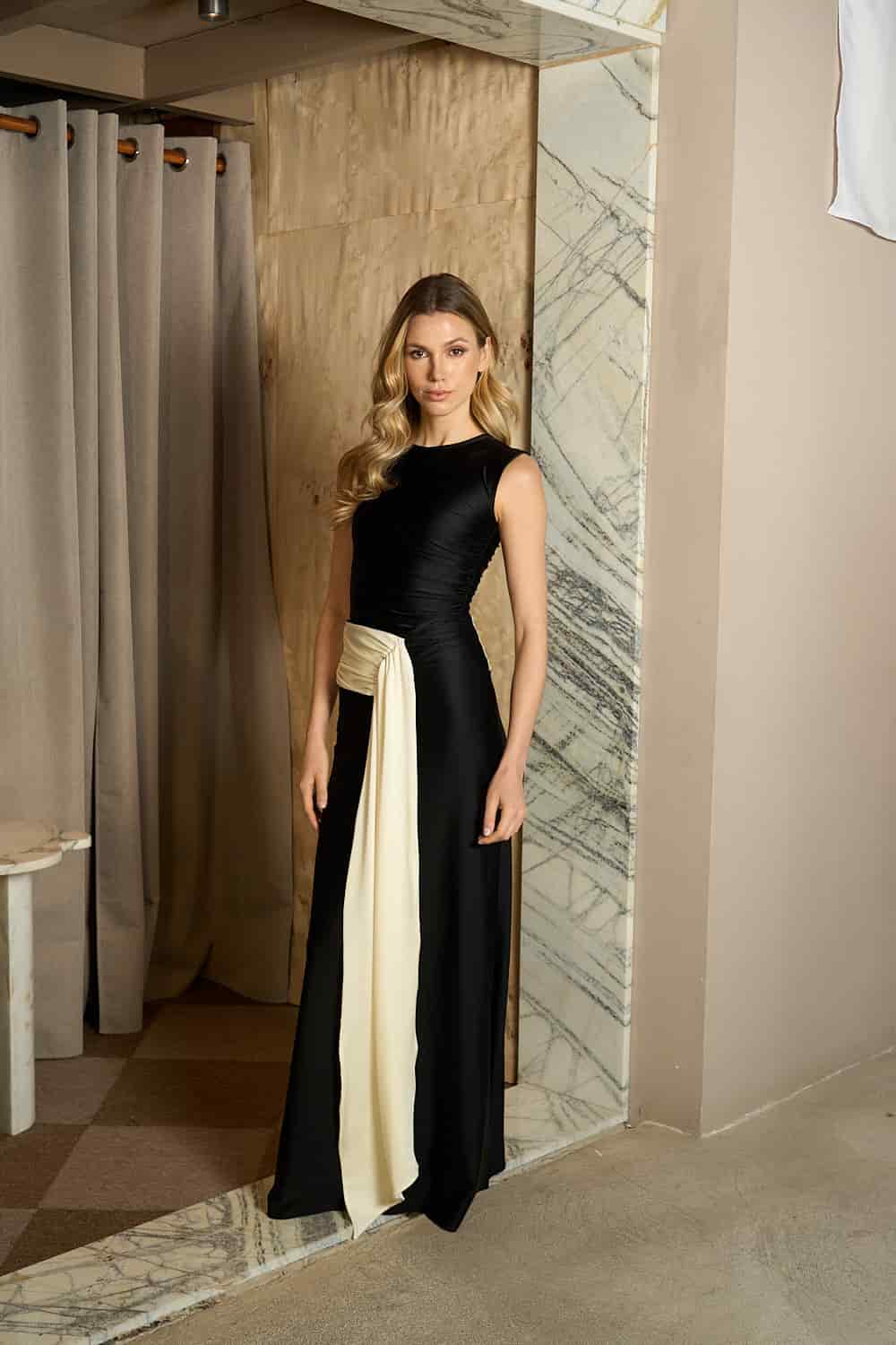 BLACK AND WHITE TERESA LONG SKIRT - miniatura 5