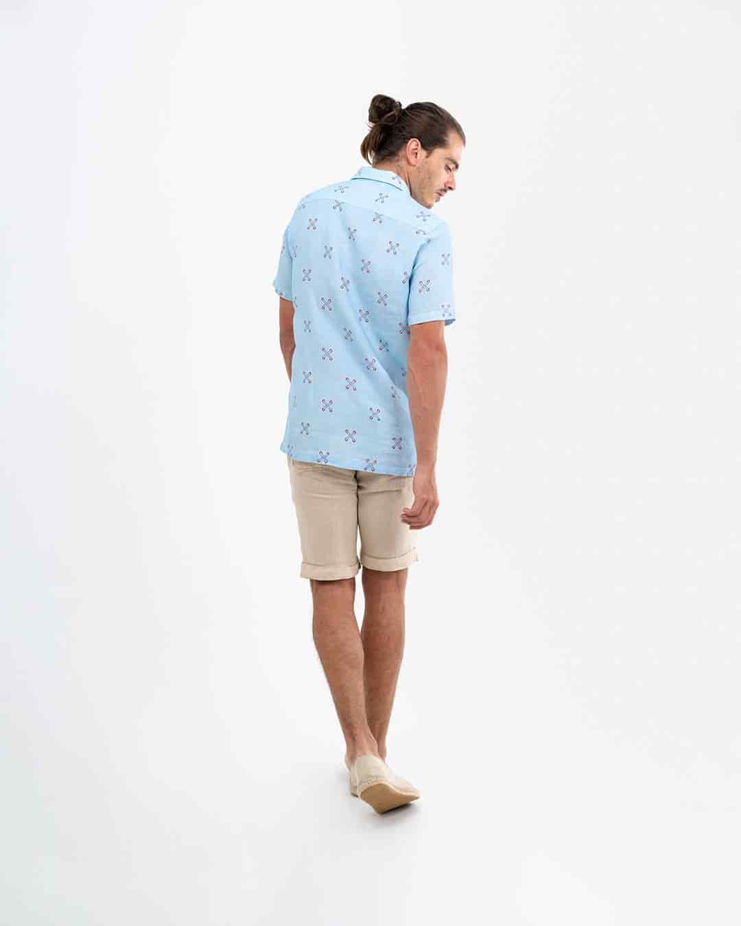 Men's large strings linen shirt - miniatura 2