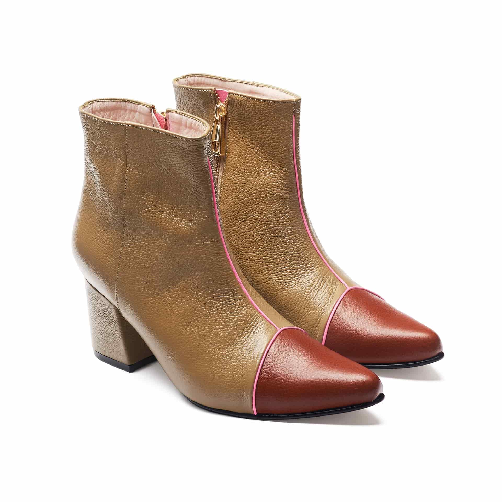 ANKLE boots - moss x caramel - miniatura 2
