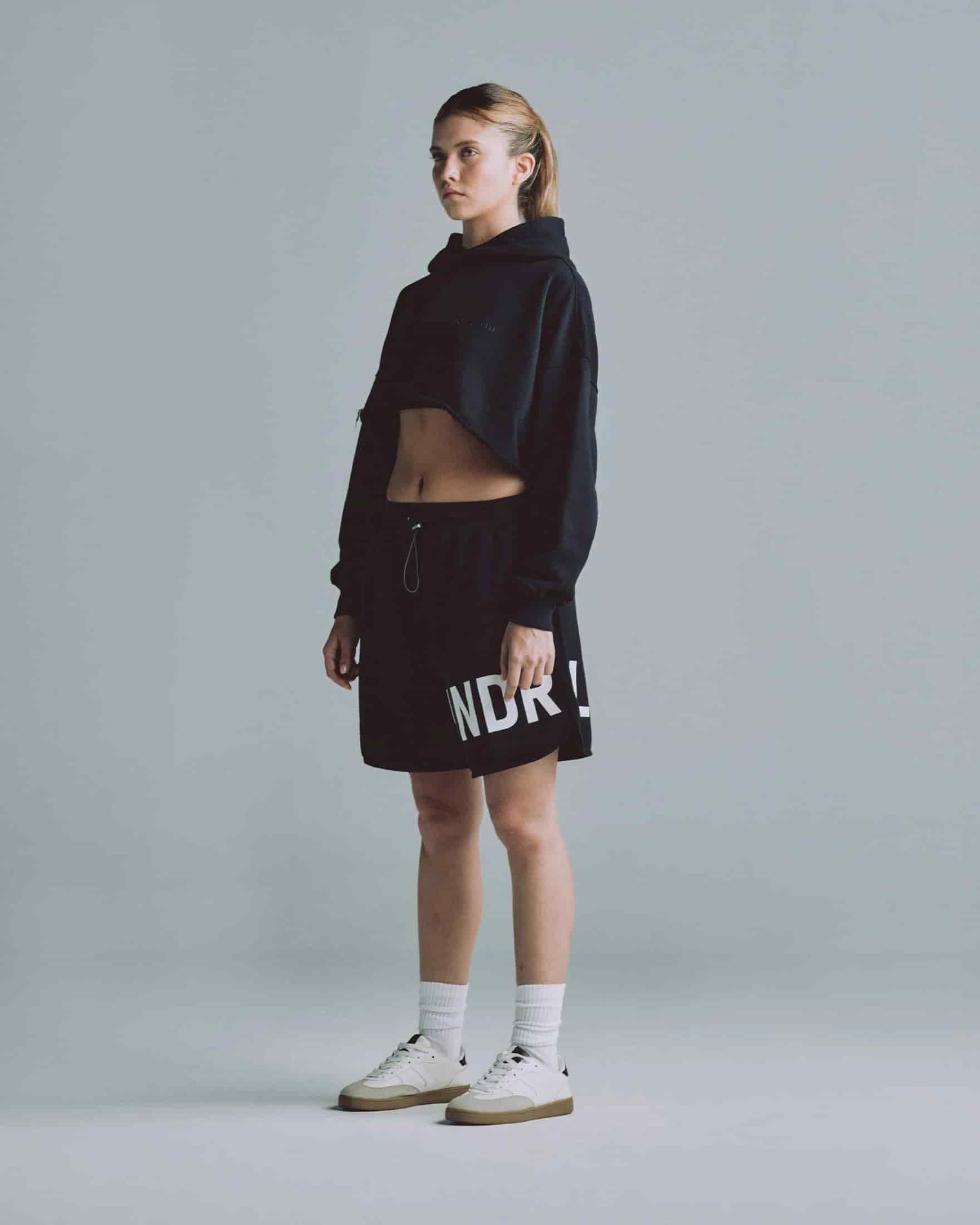 Line Logo Cropped Hoodie Black - miniatura 4