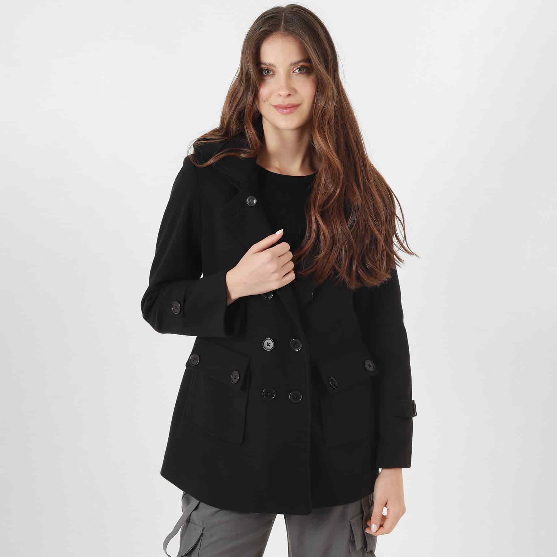 Chaqueta abrigo trench cruzado cuello solapa con capucha - miniatura 28