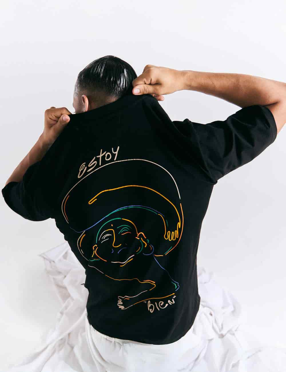 Camiseta Oversize Estoy bien  negro Hombre - miniatura 1