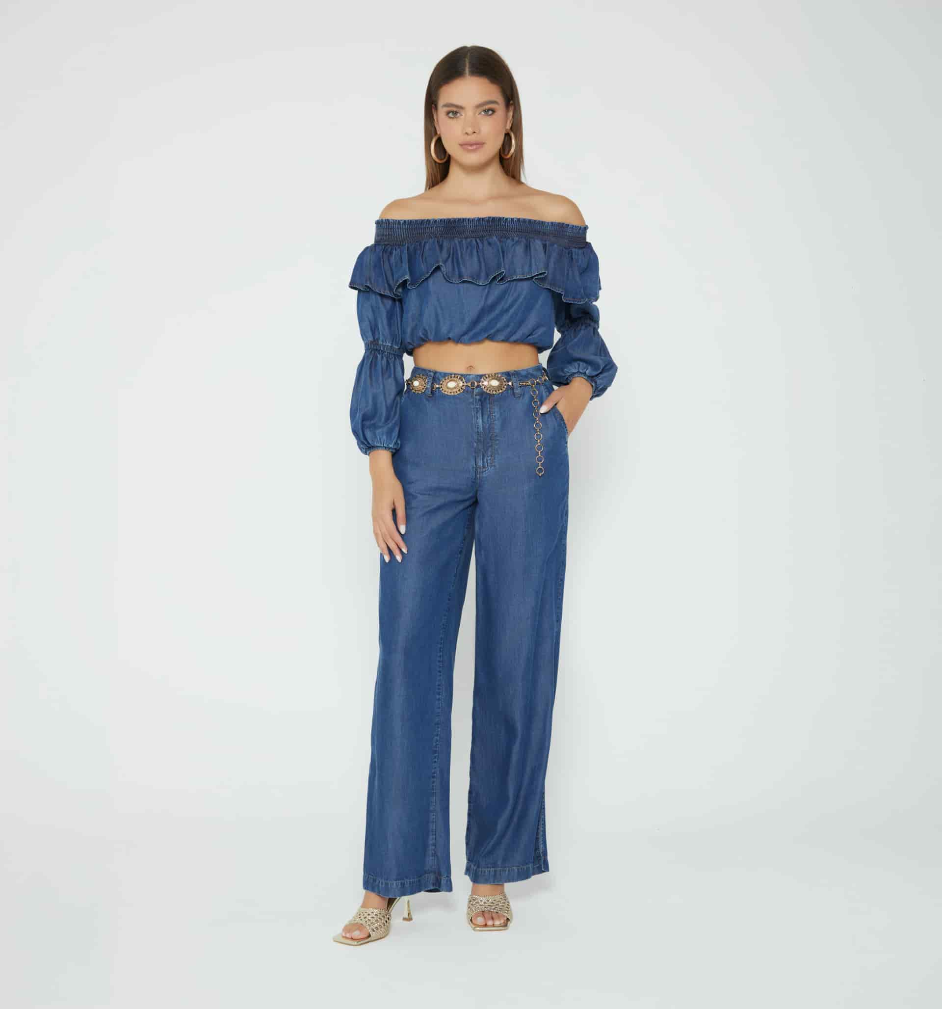 Blusa escote bandeja ruchada - miniatura 2