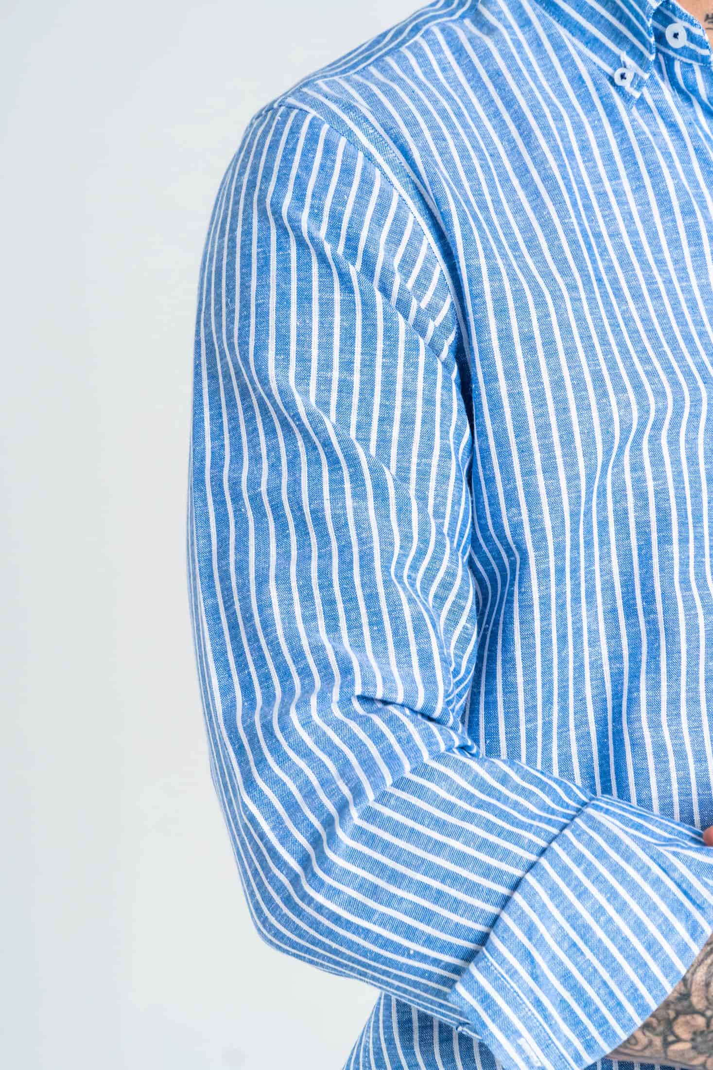 Camisa Raya Lino Azul Medio - miniatura 3
