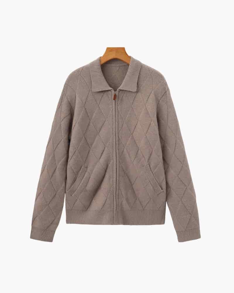 Heritage Diamond Knit Zip Cardigan - miniatura 1