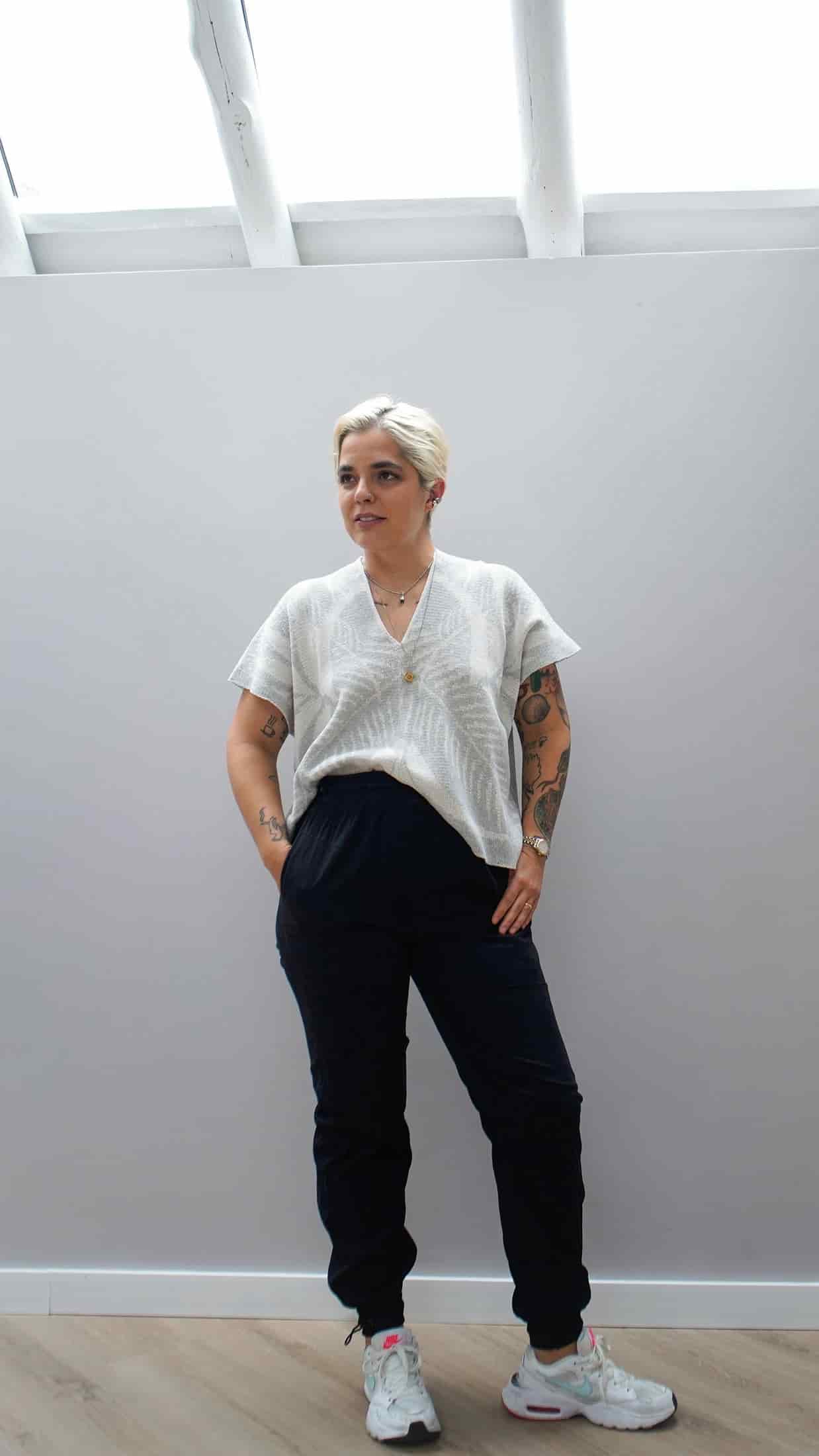 Blusa Palmas - gris claro y crudo - miniatura 5