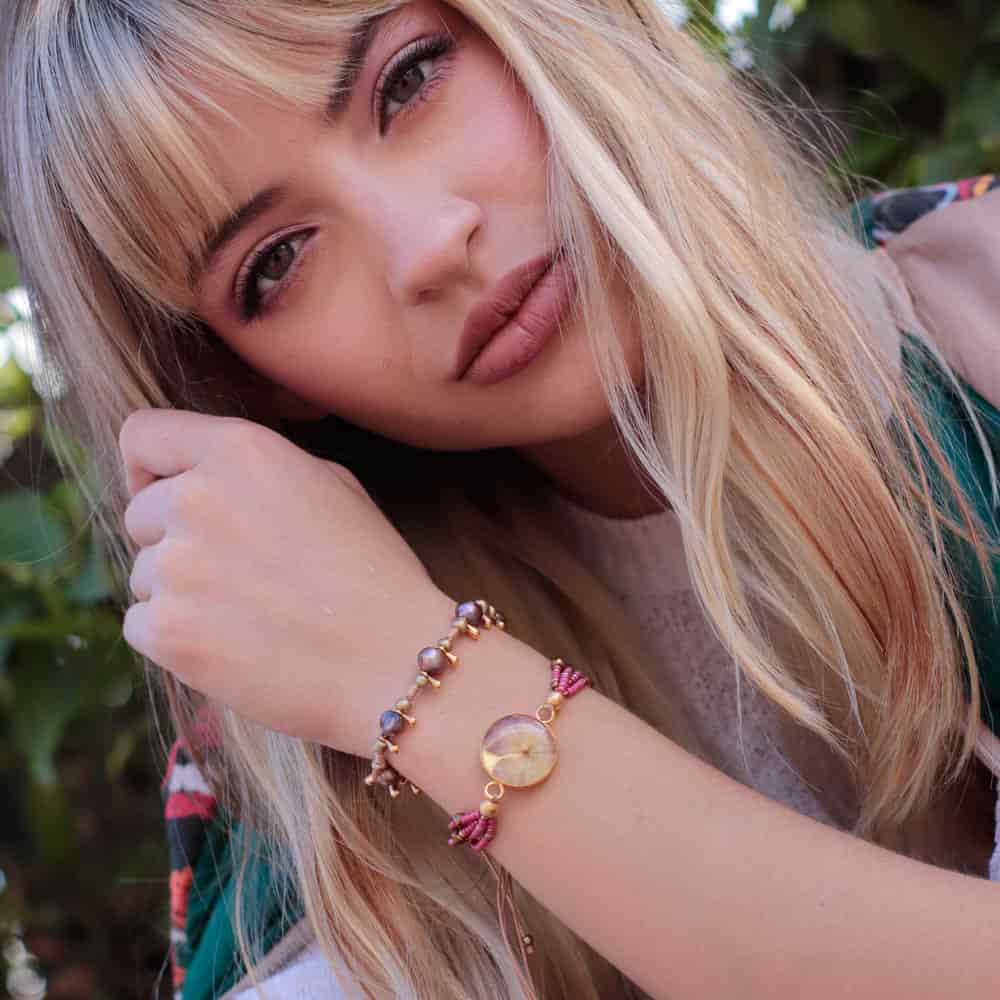 Pulsera set x 2 mostacillas y perlas - miniatura 1