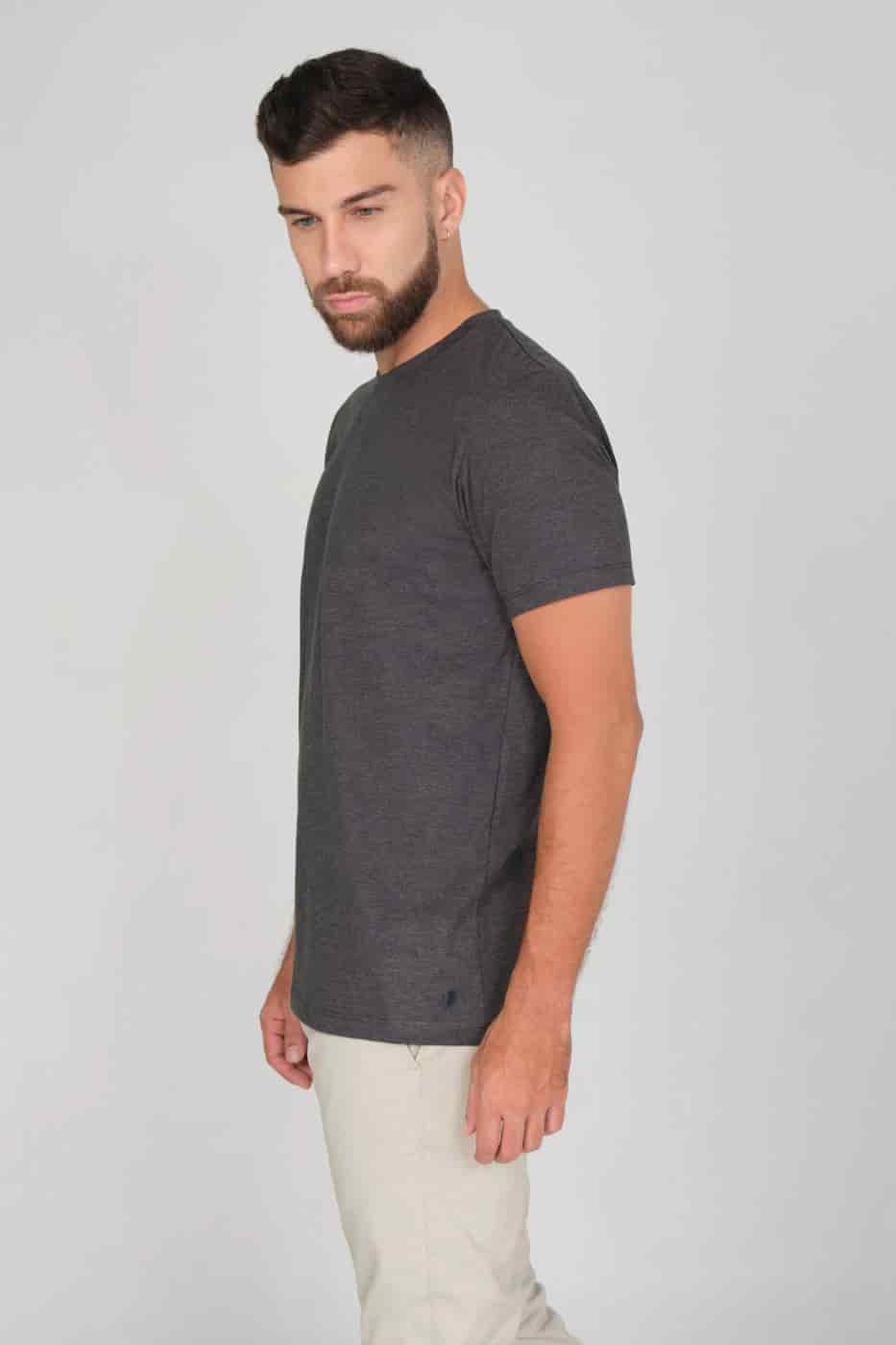 T-shirt Slim Fit 100% Gris Plomo Jaspeado - miniatura 8
