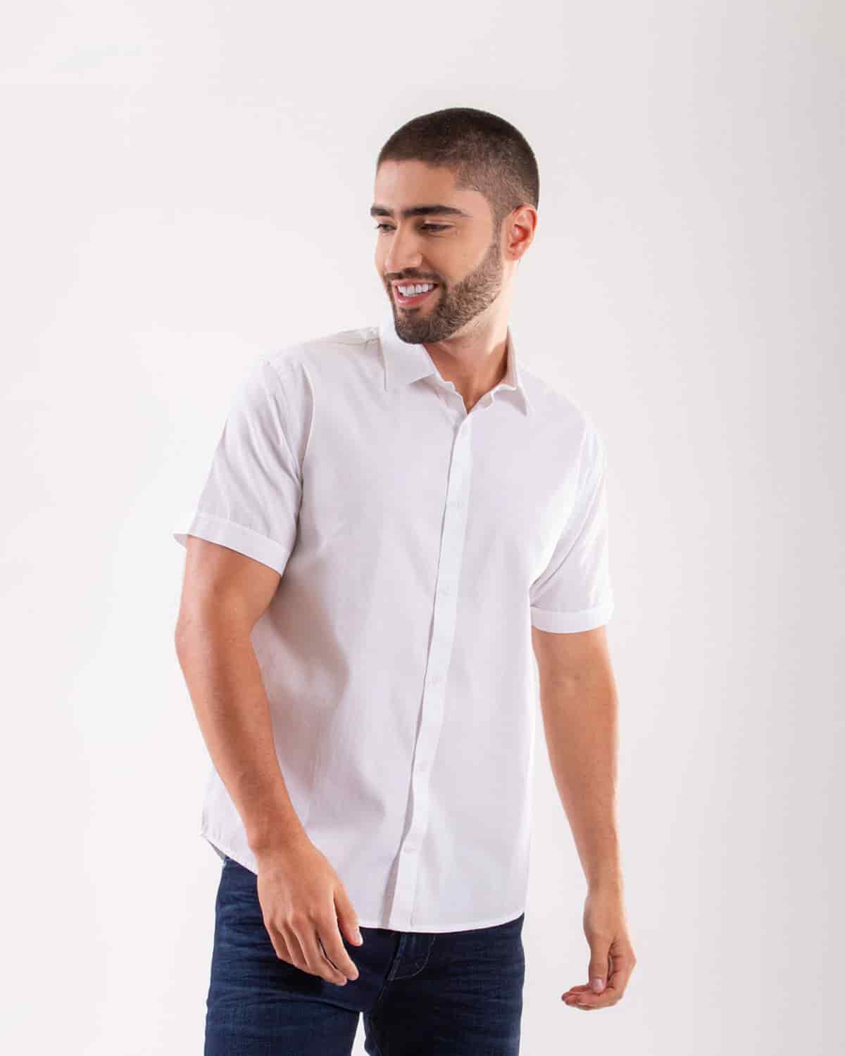 Camisa blanca manga corta para hombre - miniatura 81