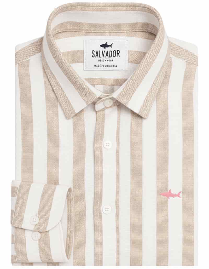 CAMISA BLANCA RAYAS G ARENA - miniatura 1