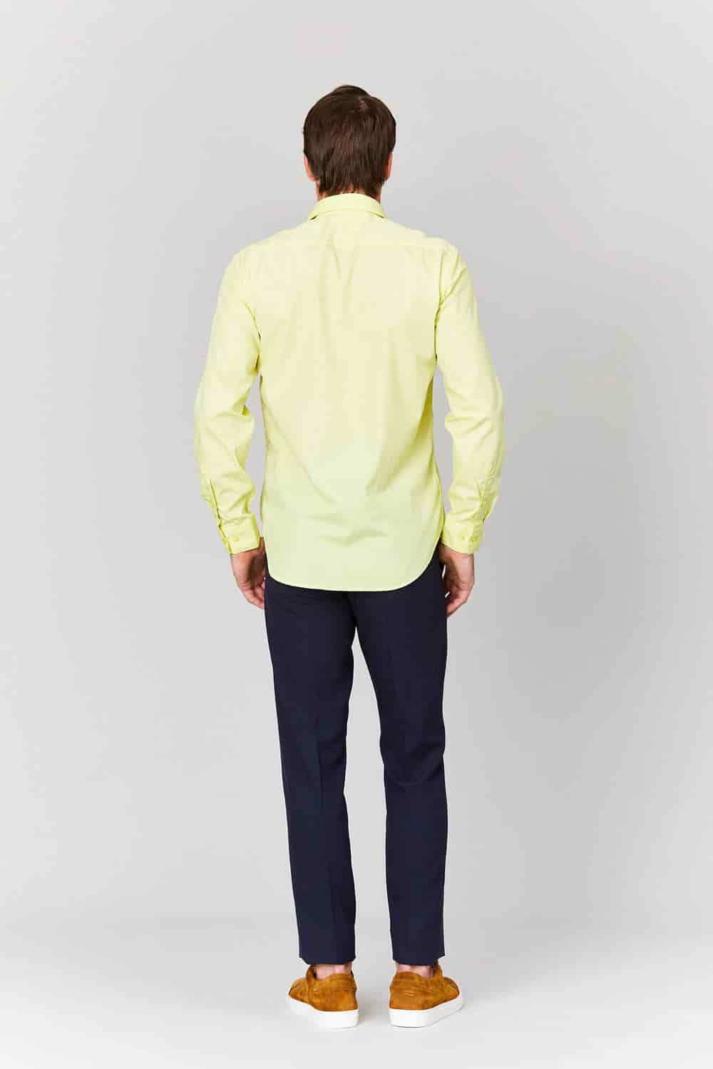 Men's basic yellow cotton muslin shirt - miniatura 2
