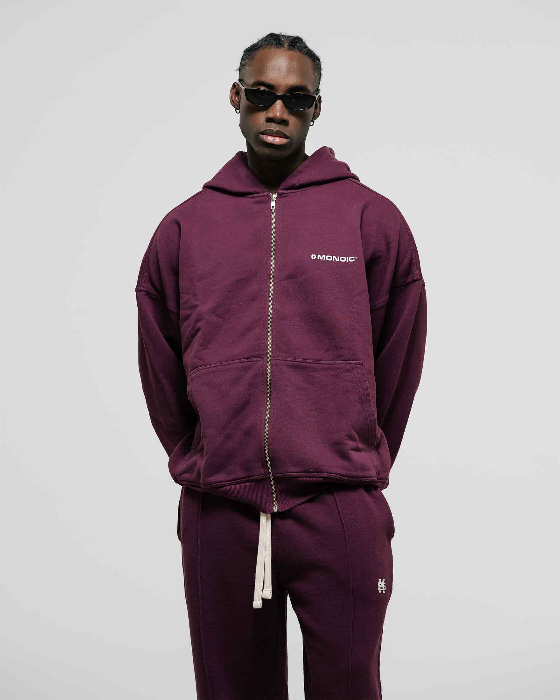 Zip Hoodie Oversized Básico V3 - Burgundy - miniatura 2