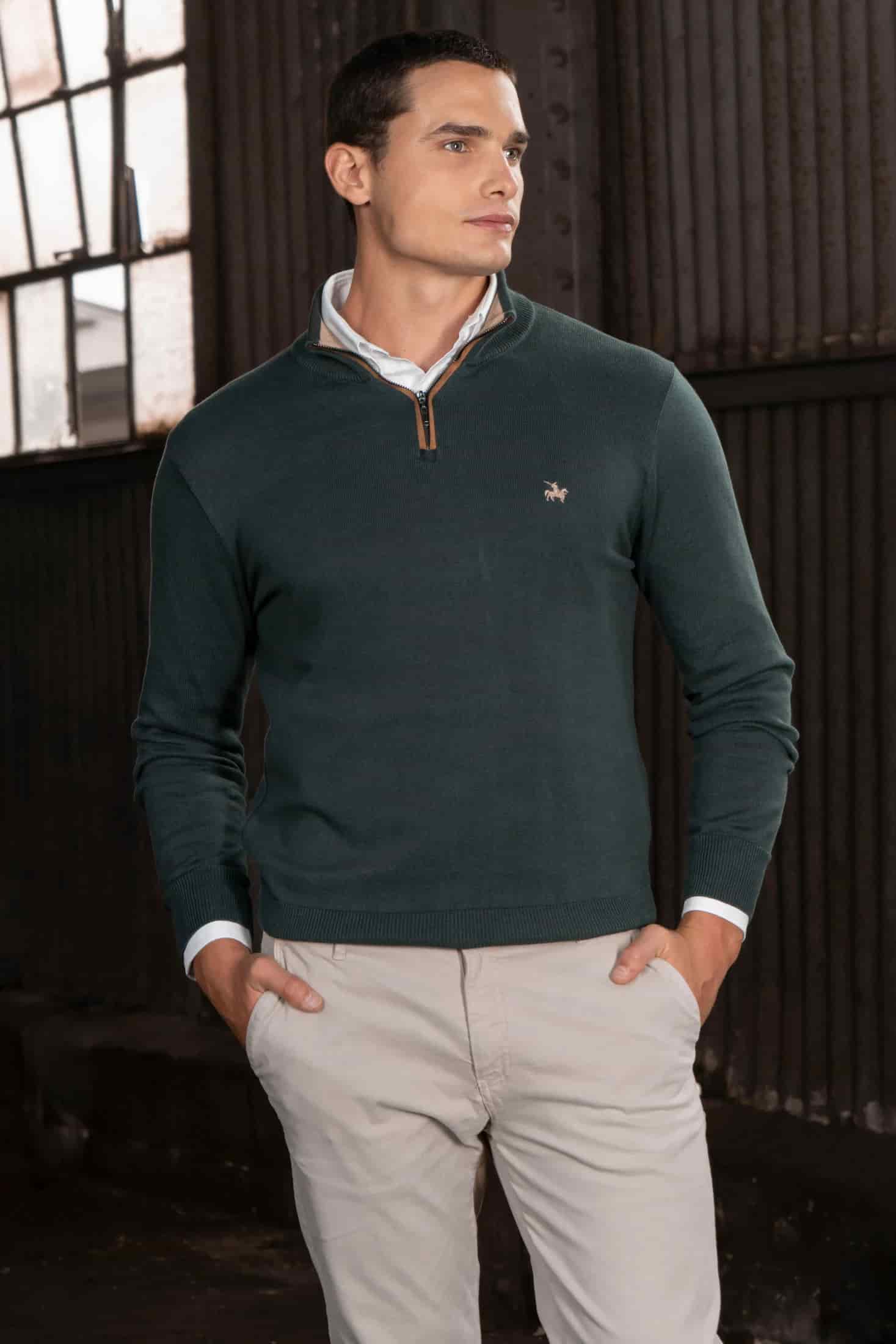 Suéter Halfzip Legacy Hombre Verde - miniatura 5