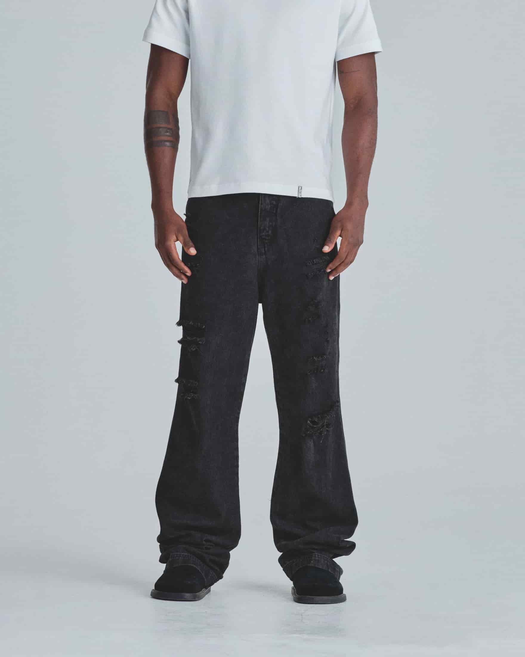 Line Basic Slim Fit Ripped Jeans Washed Black - miniatura 2