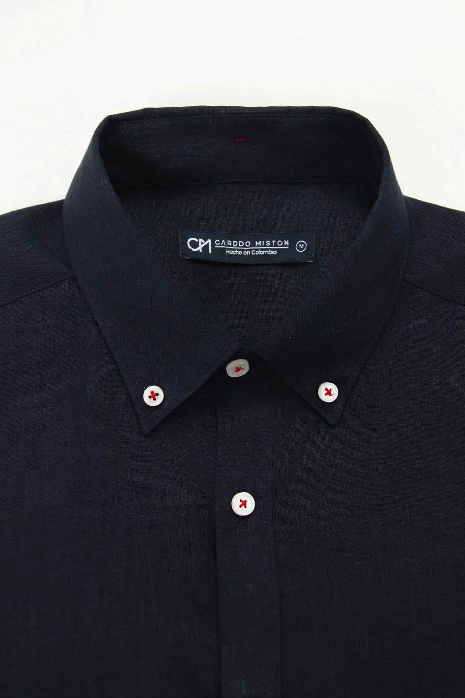 Camisa Button Down Lino Azul Oscuro - miniatura 2