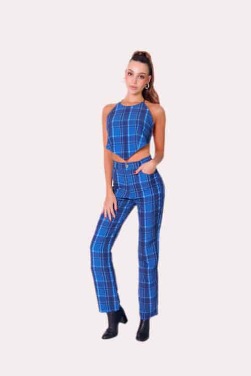 Howdy Top In Blue Tartan - miniatura 6