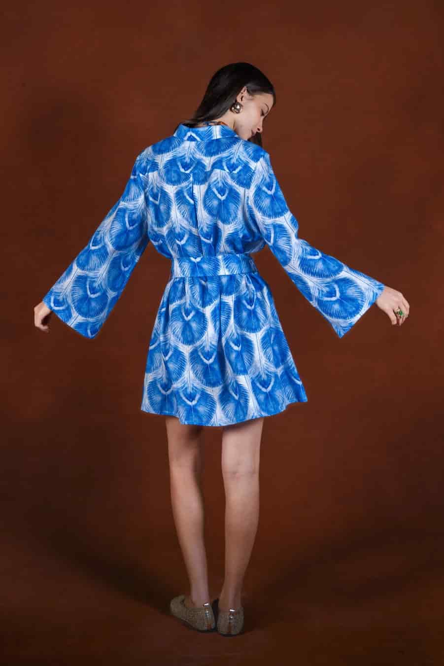 Women's Aridis linen shirt dress blue - miniatura 2