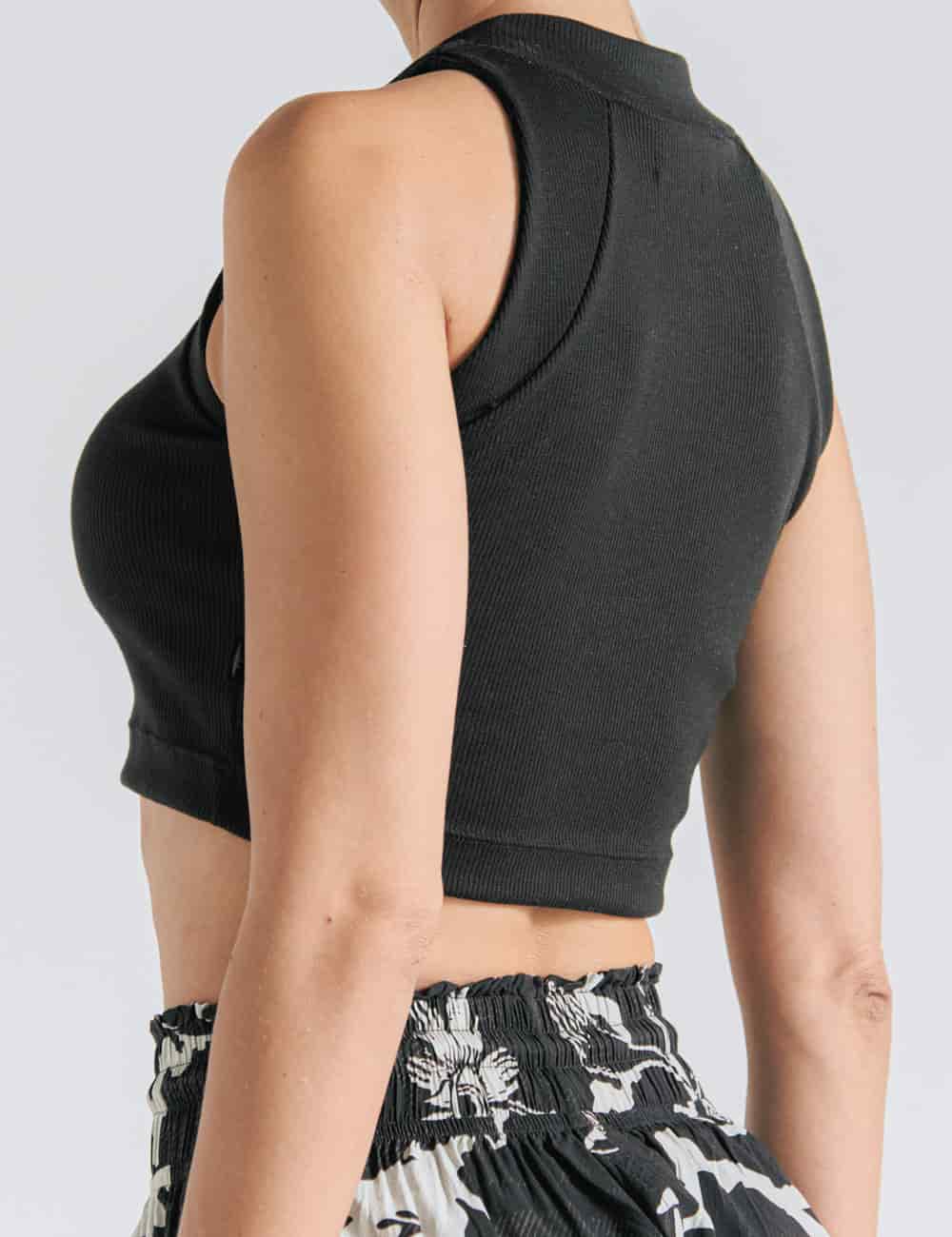 Crop Top Raglan  negro Mujer - miniatura 3